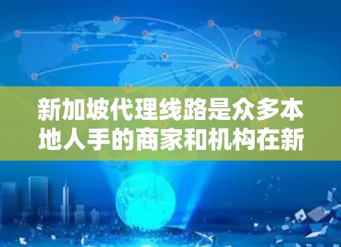 新加坡代理线路是众多本地人手的商家和机构在新加坡提供服务的渠道，主要包括以下几种主要业务领域
